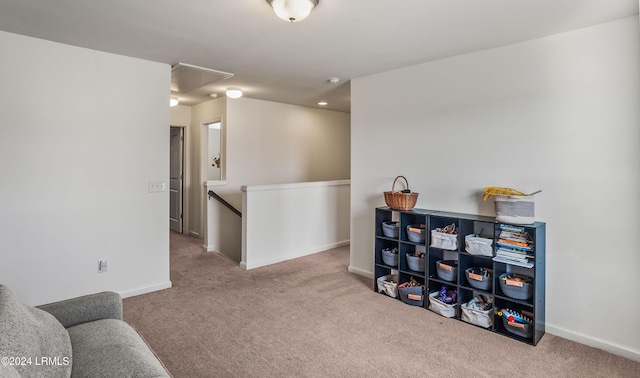 interior space with light colored carpet