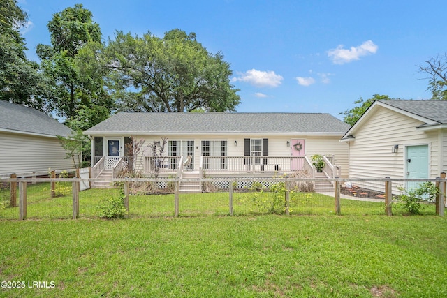 10 Rockville Way, Beaufort, SC 29902 - ranch-style house with a wooden deck and roof with shingles