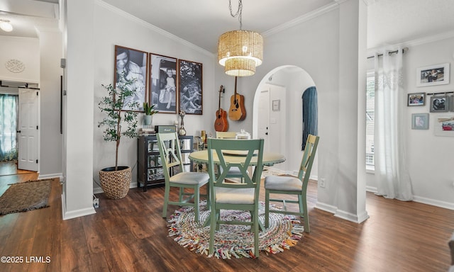10 Rockville Way, Beaufort, SC 29902 - dining room with arched walkways, healthy amount of natural light, wood finished floors, and ornamental molding