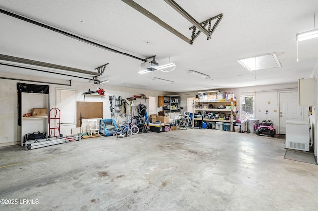 garage with a garage door opener