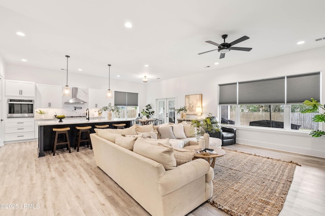 1014 Ferrets End, Beaufort, SC 29902 - living area with recessed lighting, ceiling fan, and light wood-type flooring