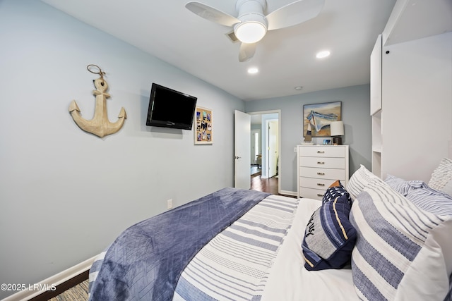 8 Bradley Beach Rd, Hilton Head Island, SC 29928 - bedroom featuring baseboards, recessed lighting, and ceiling fan