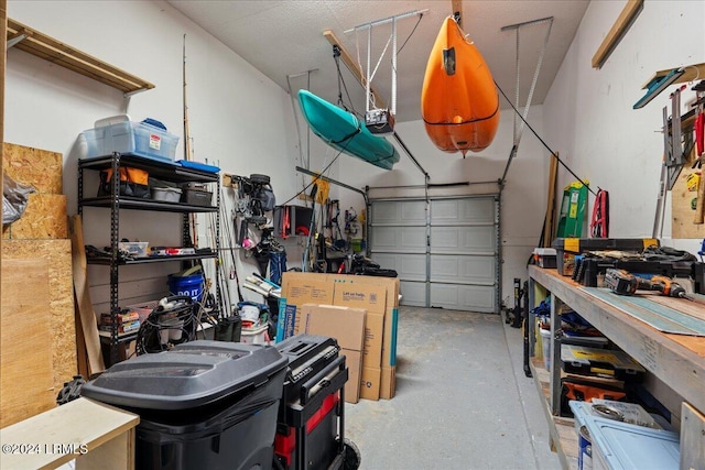 garage with a garage door opener