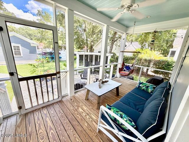 10 Hayek St, Beaufort, SC 29907 - sunroom with ceiling fan and healthy amount of natural light