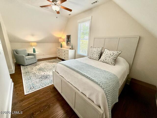 10 Hayek St, Beaufort, SC 29907 - bedroom with lofted ceiling, wood finished floors, and ceiling fan