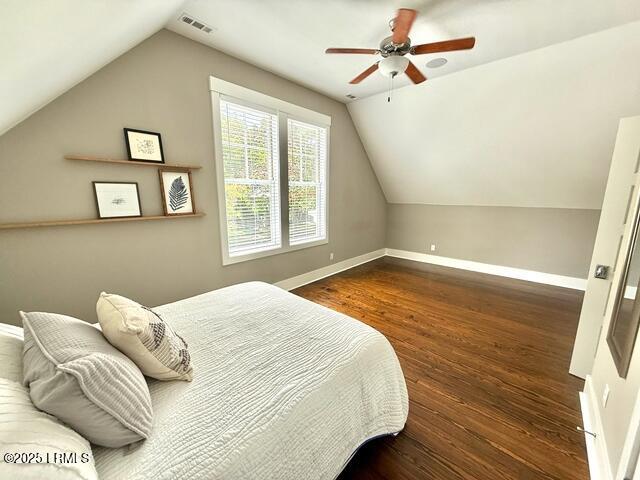 10 Hayek St, Beaufort, SC 29907 - bedroom featuring lofted ceiling, wood finished floors, and ceiling fan