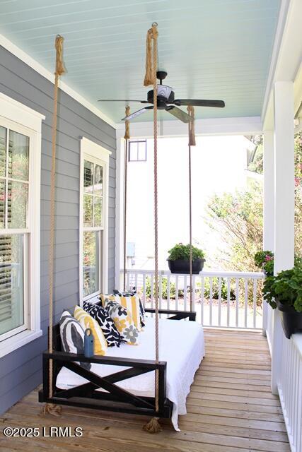 10 Hayek St, Beaufort, SC 29907 - porch with a ceiling fan
