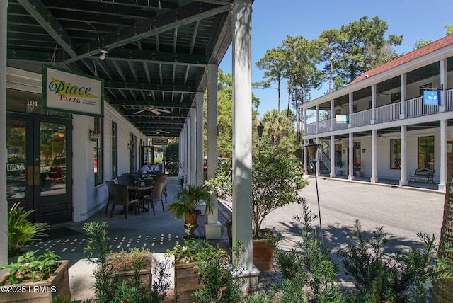 10 Hayek St, Beaufort, SC 29907 - view of patio / terrace with ceiling fan and french doors