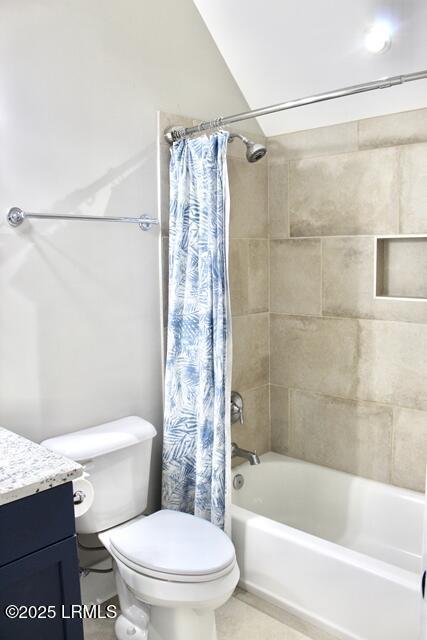 10 Hayek St, Beaufort, SC 29907 - full bath with vanity, shower / bath combination with curtain, and tile patterned flooring