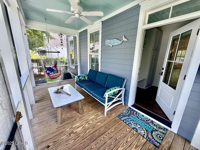 10 Hayek St, Beaufort, SC 29907 - sunroom / solarium with a ceiling fan and an outdoor hangout area