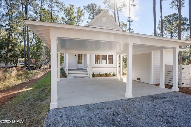 exterior space with a carport