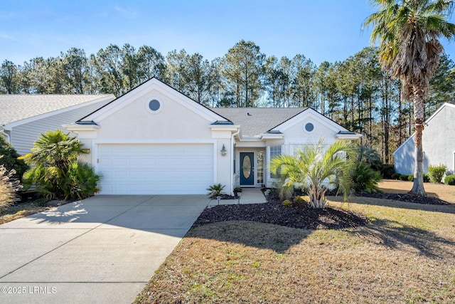 single story home with a garage