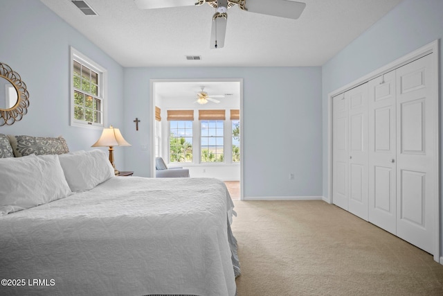 208 Cotton Dike Rd, Saint Helena Island, SC 29920 - bedroom with light carpet, multiple windows, baseboards, and a closet