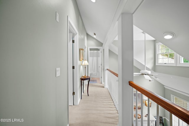 208 Cotton Dike Rd, Saint Helena Island, SC 29920 - hallway with vaulted ceiling and light colored carpet
