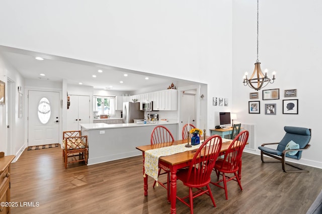 12 Harvest Ln, Beaufort, SC 29907 - dining area with an inviting chandelier, recessed lighting, wood finished floors, and visible vents