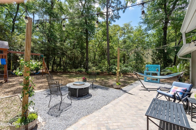 12 Harvest Ln, Beaufort, SC 29907 - view of patio / terrace featuring a fire pit