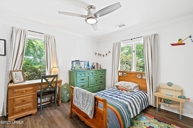 12 Harvest Ln, Beaufort, SC 29907 - bedroom featuring ornamental molding, visible vents, multiple windows, and wood finished floors