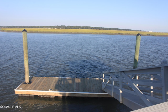 view of dock featuring a water view