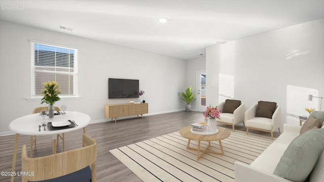 1533 Sanctum St, Ridgeland, SC 29936 - living room featuring baseboards and wood finished floors
