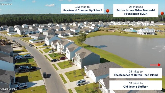 1533 Sanctum St, Ridgeland, SC 29936 - aerial view of residential area with a large body of water