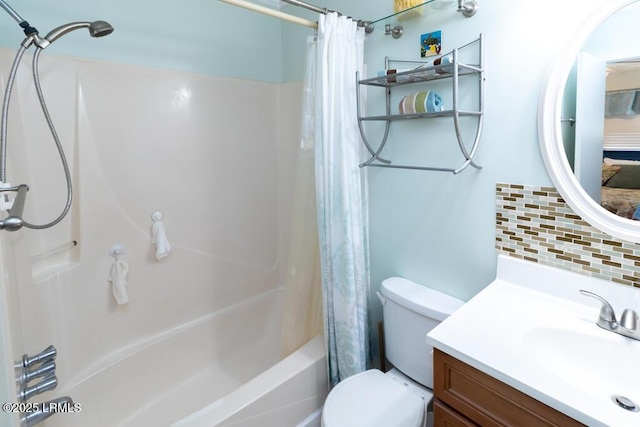 40 Folly Field Rd Unit 202B, Hilton Head Island, SC 29928 - full bathroom featuring tasteful backsplash, vanity, toilet, and shower / bath combo with shower curtain