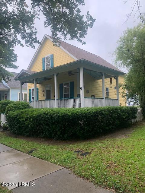 1009 9th St, Port Royal, SC 29935 - view of front of house featuring ceiling fan and covered porch