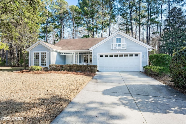 single story home with a garage