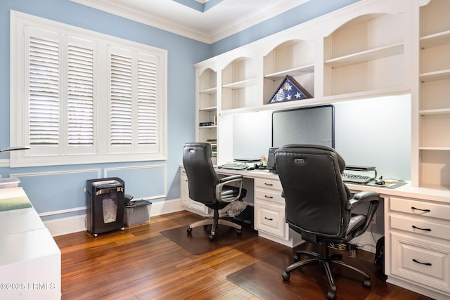 10 Anchor Bay Ct, Bluffton, SC 29910 - home office featuring crown molding and dark wood-type flooring