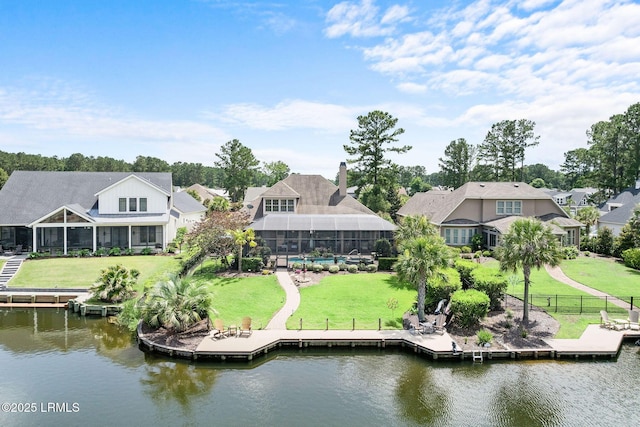 10 Anchor Bay Ct, Bluffton, SC 29910 - rear view of property with a water view, a chimney, and a residential view