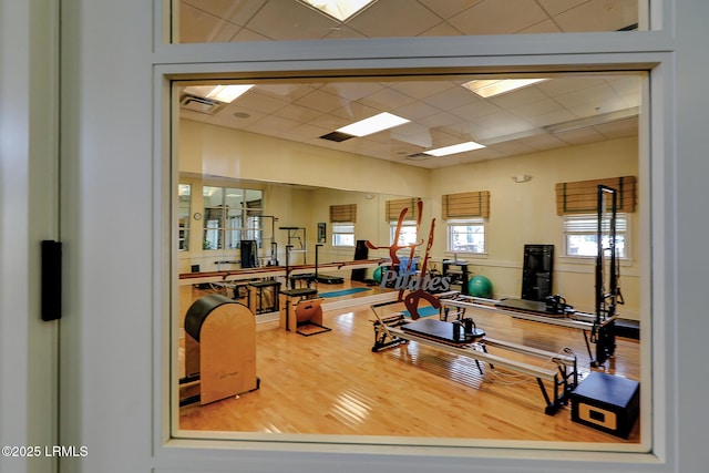 10 Anchor Bay Ct, Bluffton, SC 29910 - gym with wood finished floors and a paneled ceiling