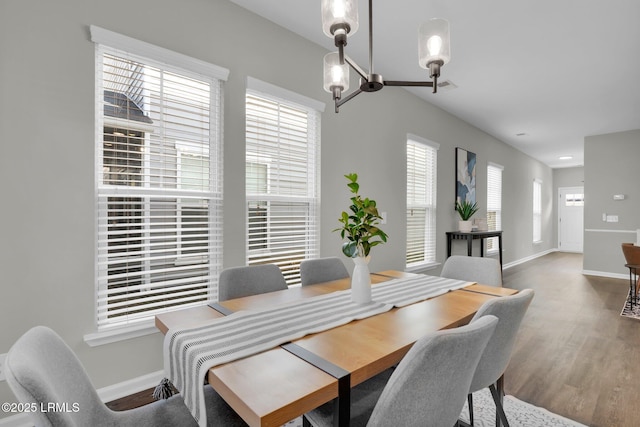 dining space featuring hardwood / wood-style floors and a wealth of natural light