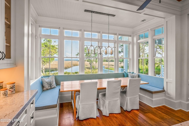 1448 Gleasons Landing Dr, Saint Helena Island, SC 29920 - sunroom / solarium with a water view, plenty of natural light, and visible vents