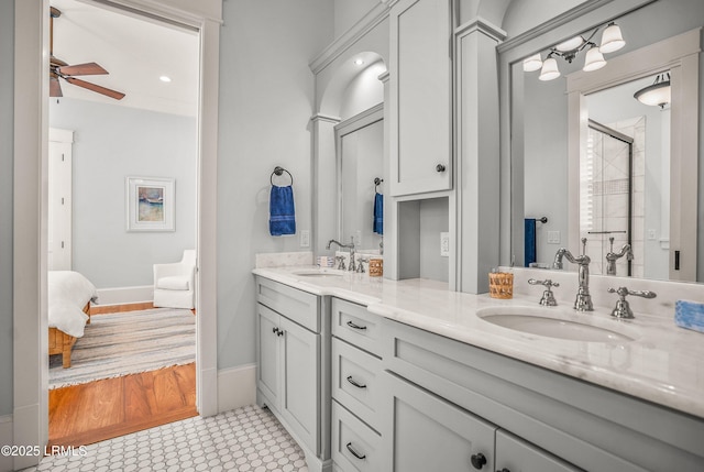 1448 Gleasons Landing Dr, Saint Helena Island, SC 29920 - full bathroom featuring a sink, ensuite bathroom, double vanity, and ceiling fan