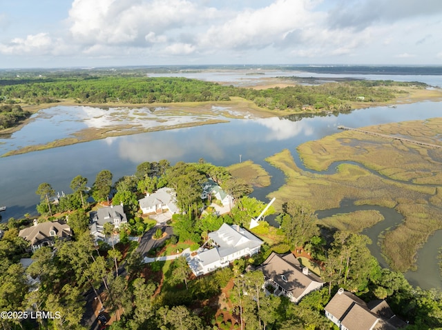 1448 Gleasons Landing Dr, Saint Helena Island, SC 29920 - bird's eye view with a water view and a residential view