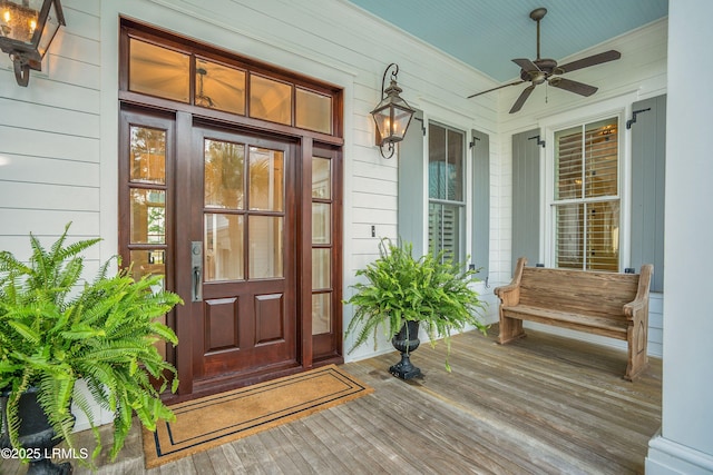 1448 Gleasons Landing Dr, Saint Helena Island, SC 29920 - entrance to property with ceiling fan and a porch