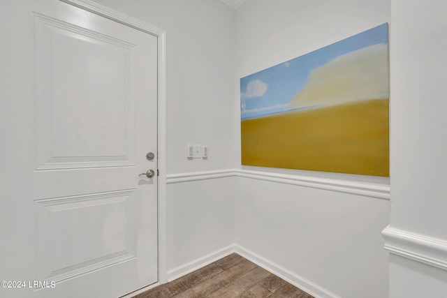 doorway to outside featuring hardwood / wood-style flooring