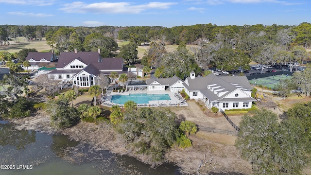 bird's eye view featuring a water view