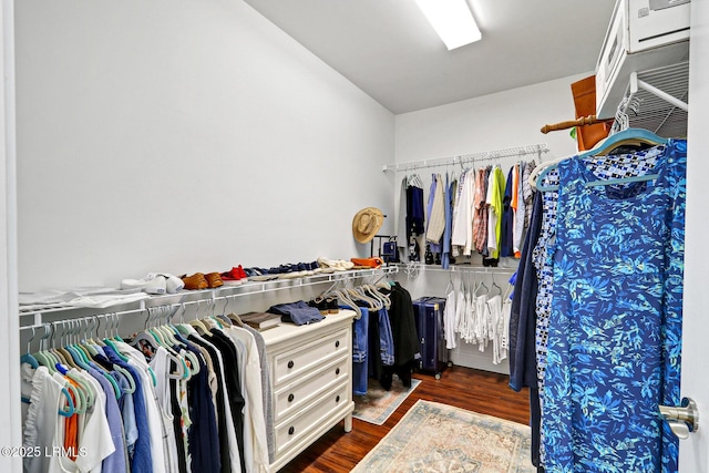 walk in closet featuring dark hardwood / wood-style flooring