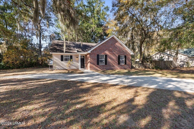 view of single story home