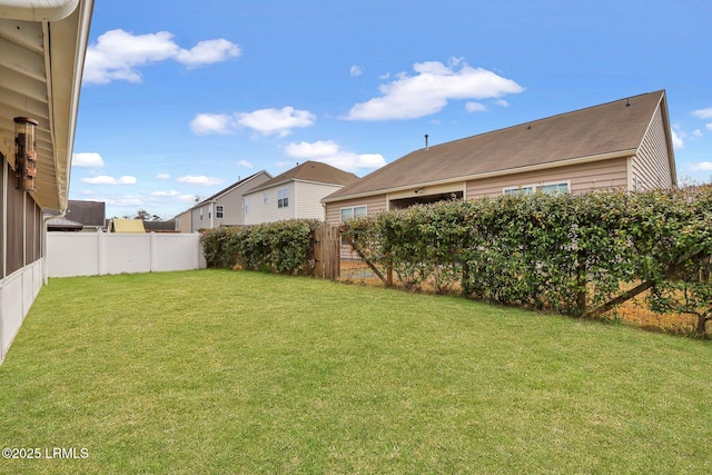 view of yard featuring a fenced backyard