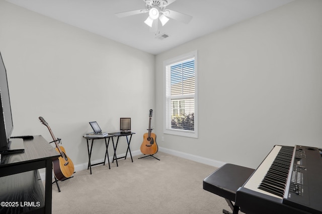 214 Lombards Mill Ln, Okatie, SC 29909 - carpeted office space with baseboards, visible vents, and a ceiling fan