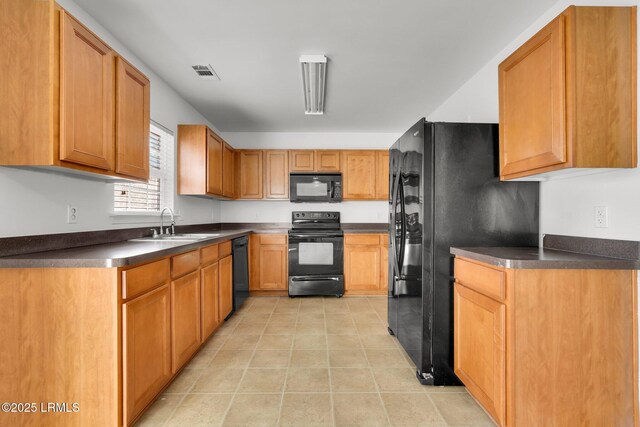 kitchen featuring sink and black appliances