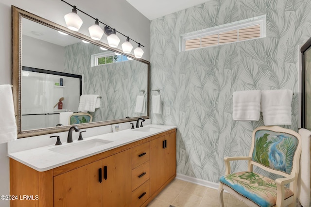 bathroom featuring vanity and tile patterned flooring