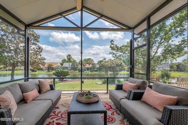 34 Basket Walk Dr, Okatie, SC 29909 - sunroom / solarium with a water view, outdoor lounge area, and a wealth of natural light