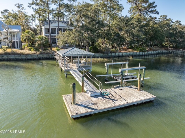 view of dock featuring a water view