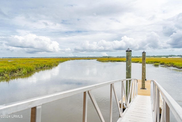 view of dock featuring a water view