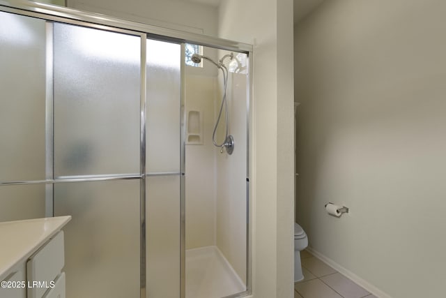 11 Argent Way, Bluffton, SC 29909 - full bath with toilet, a shower stall, vanity, tile patterned flooring, and baseboards