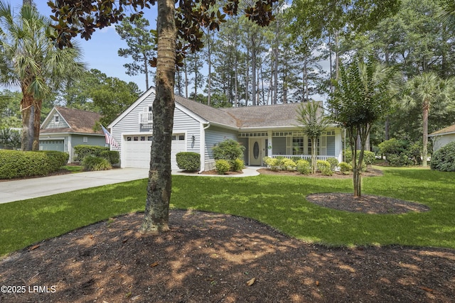 11 Argent Way, Bluffton, SC 29909 - ranch-style house with concrete driveway, a garage, a front lawn, and a shingled roof
