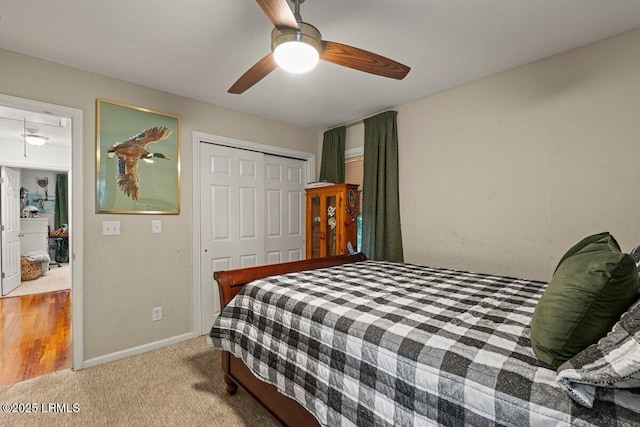 17 Audubon Rd, Ladys Island, SC 29907 - bedroom featuring a closet, attic access, ceiling fan, and light colored carpet