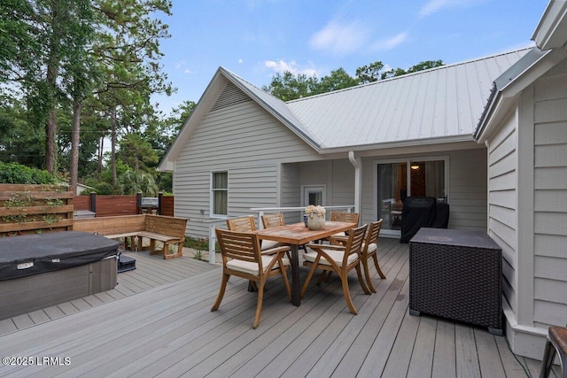 17 Audubon Rd, Ladys Island, SC 29907 - wooden deck with a covered hot tub and outdoor dining area